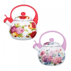 Чайник эмалированный со свистком 2,2л "Цветы", 2 дизайна, индукция VETTA 894-406