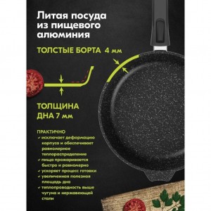 Сковорода индукционная 28см со съемной ручкой АП Гранит black Induction Pro арт. 028802И