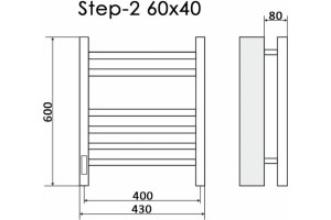 Полотенцесушитель STEP II 60/40, ТЭН (У) слева (RAL 9005 матовый)