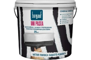 Шпатлевка влагостойкая финишная полимерная ЛЕТО-ЗИМА, 25 кг Bergauf Uni Pasta
