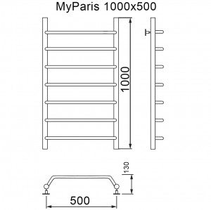 Полотенцесушитель My Paris 100/50 электрический, тэн справа