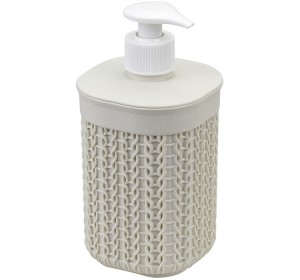 Дозатор для мыла "Вязание" Белый Ротанг 8,5х8,5х19см ("М-пластика") (М 2239)